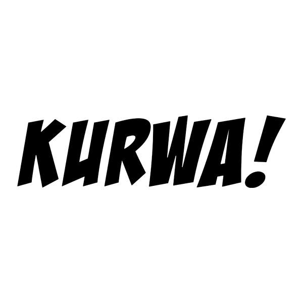 Aufkleber: Aufkleber mit dem Text Kurwa in einem lustigen Sti