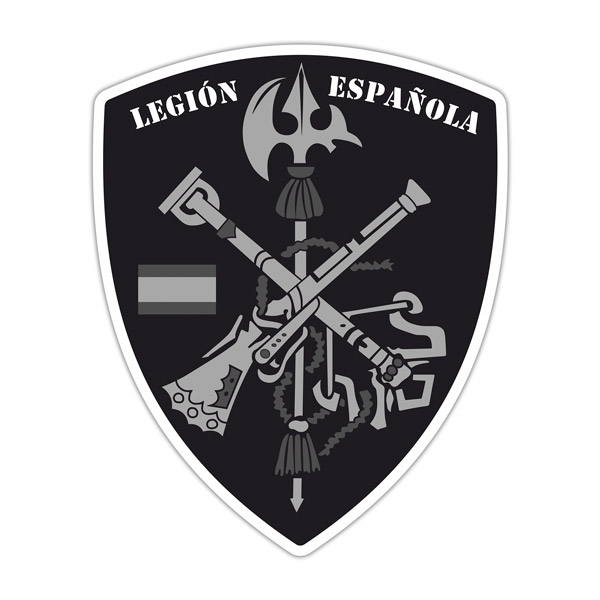 Aufkleber: Spanische Legion Wappen schwarz und weiß 