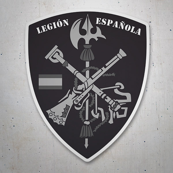 Aufkleber: Spanische Legion Wappen schwarz und weiß 