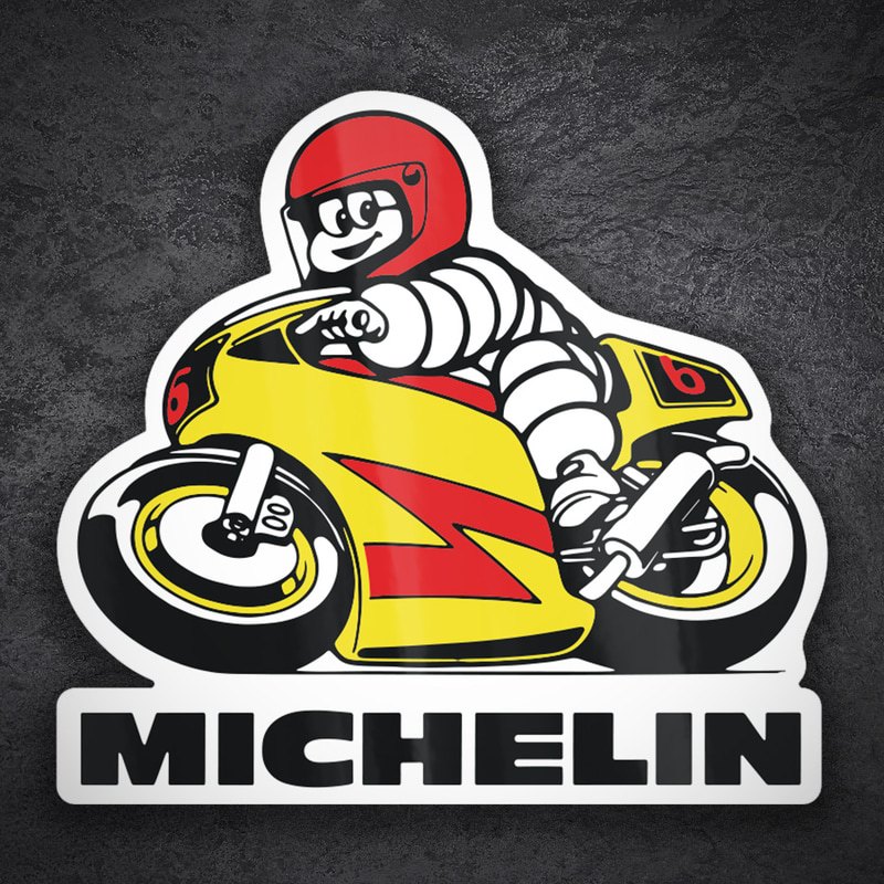 Aufkleber: Michelin Gelbes Motorrad