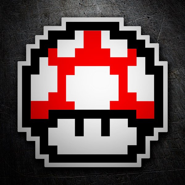 Aufkleber: Mario Bros Seta Pixel rot 1