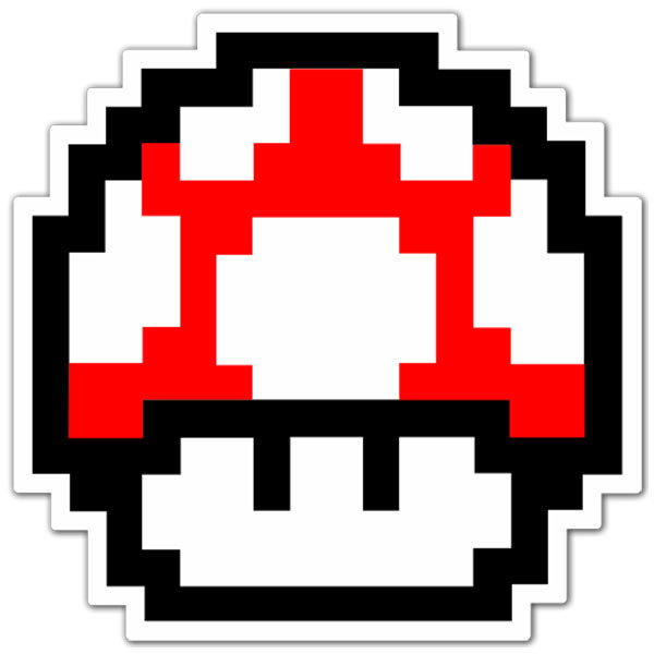 Aufkleber: Mario Bros Seta Pixel rot