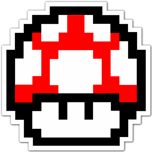 Aufkleber: Mario Bros Seta Pixel rot 0