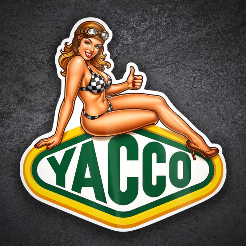 Aufkleber: Yacco Pin-Up Racing Mädchen