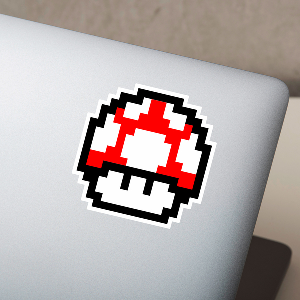 Aufkleber: Mario Bros Seta Pixel rot
