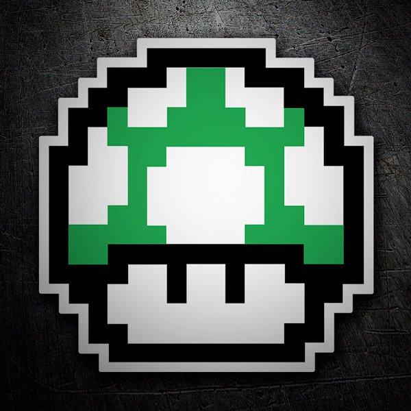 Aufkleber: Mario Bros Seta Pixel Grün 1