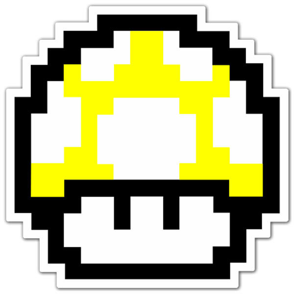 Aufkleber: Mario Bros Mushroom Farbe Pixel