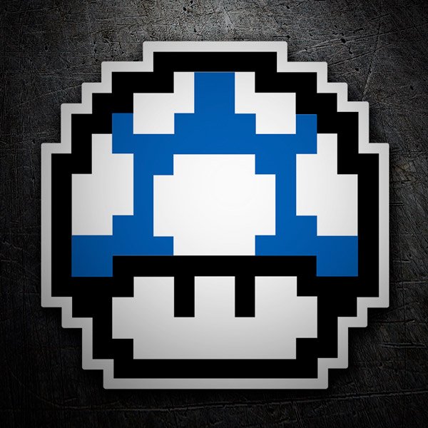 Aufkleber: Mario Bros. Seta Pixel Blau