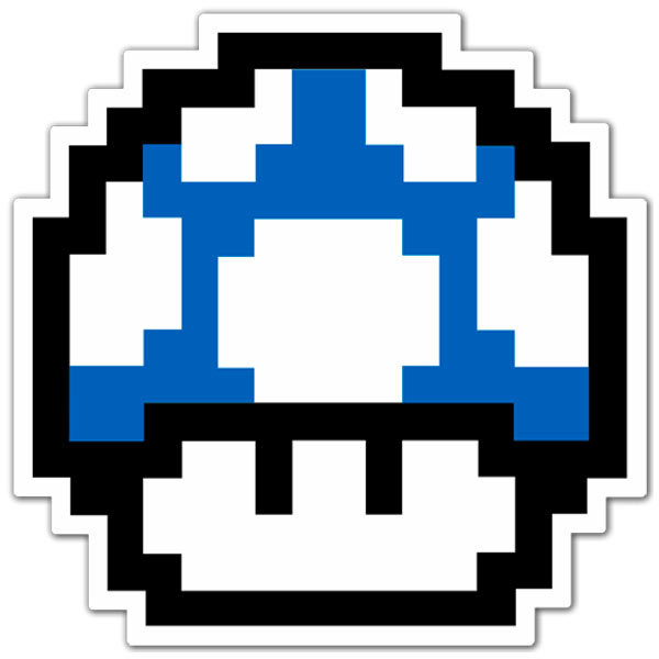Aufkleber: Mario Bros. Seta Pixel Blau