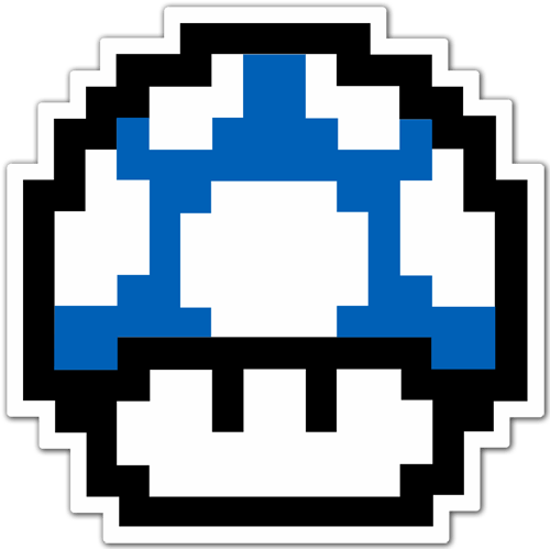 Aufkleber: Mario Bros. Seta Pixel Blau 0