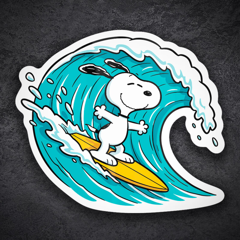Aufkleber: Snoopy Surfing Wave
