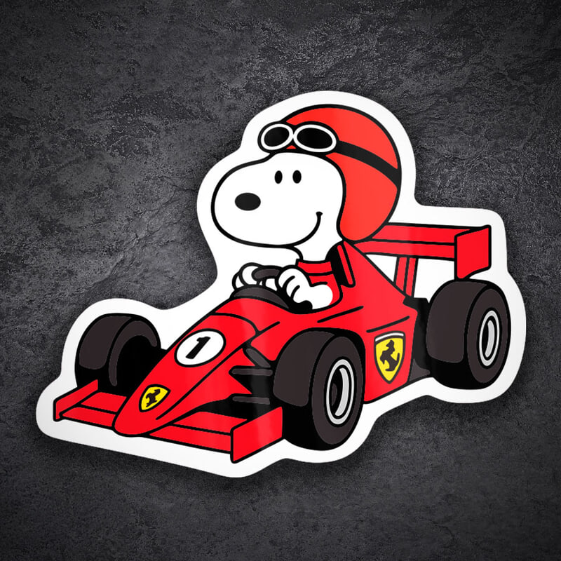 Aufkleber: Snoopy Ferrari Fahrer