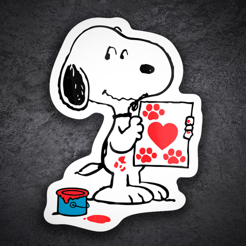 Aufkleber: Snoopy Herz und Pfoten