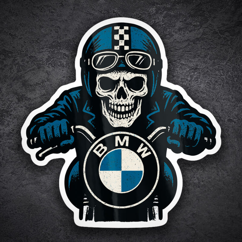 Aufkleber: BMW Biker Schädel