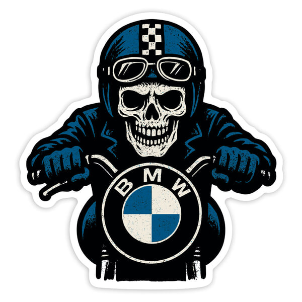 Aufkleber: BMW Biker Totenkopf mit Lenker