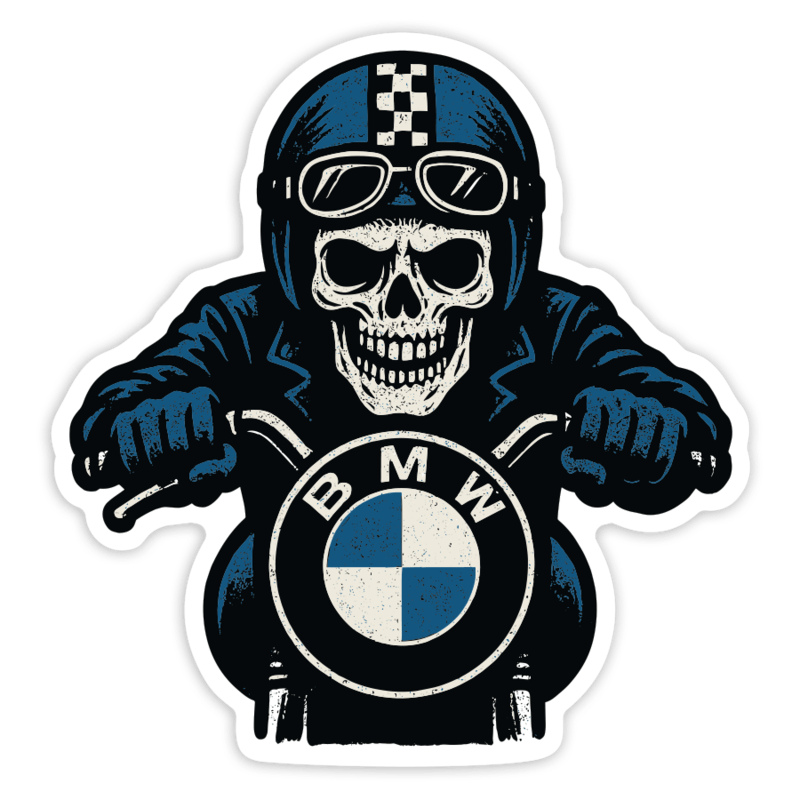 Aufkleber: BMW Biker Totenkopf mit Lenker