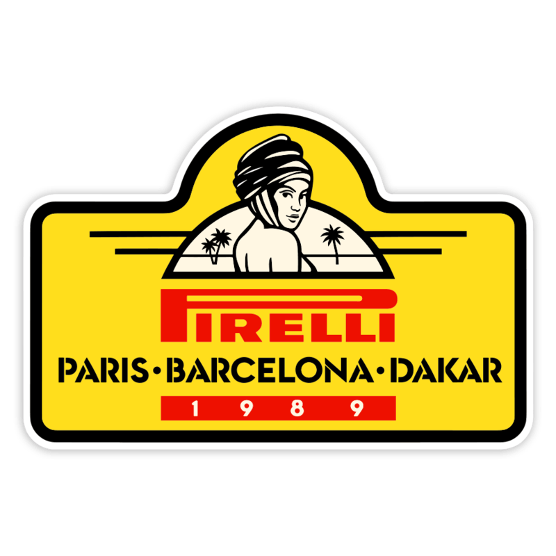 Aufkleber: Pirelli Paris-Barcelona-Dakar 1989