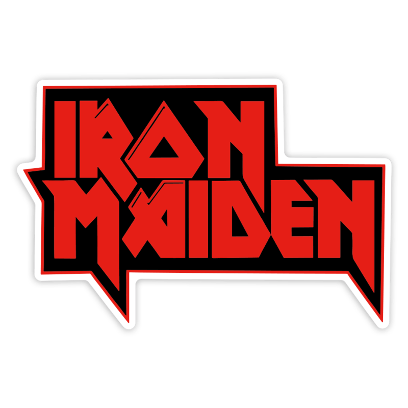 Aufkleber: Iron Maiden in Blockschrift mit Scharfen Kanten