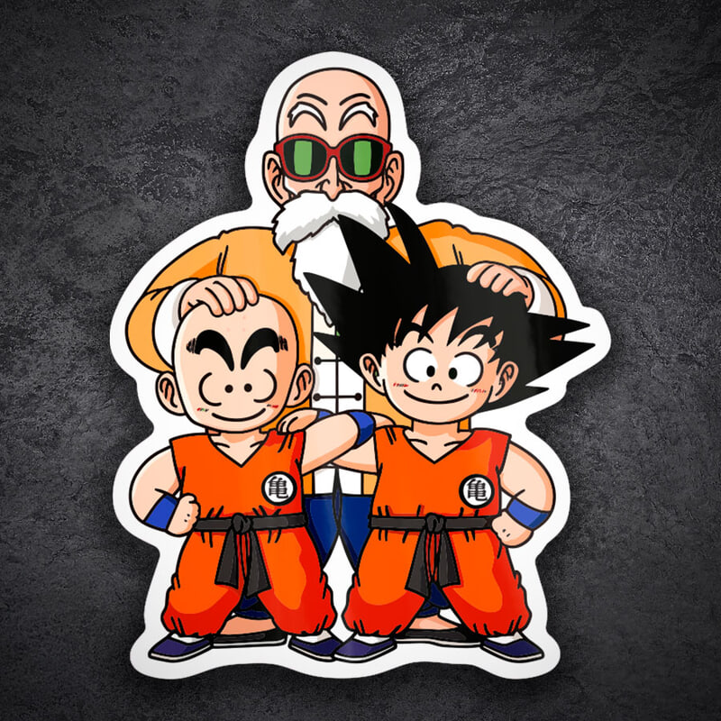 Aufkleber: Meister Roshi Goku Krillin