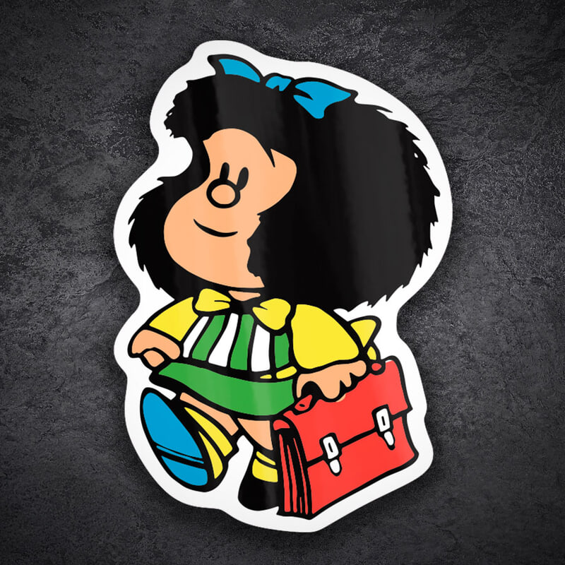 Aufkleber: Mafalda mit Schultasche