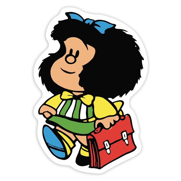Aufkleber: Mafalda mit Schultasche