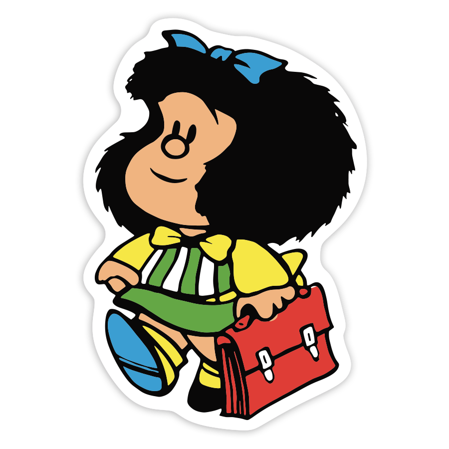 Aufkleber: Mafalda mit Schultasche