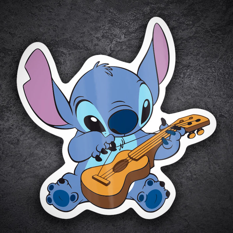 Aufkleber: Stitch Spielt Gitarre