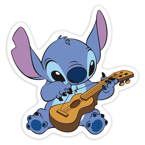 Aufkleber: Stitch Spielt Gitarre