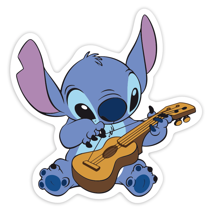 Aufkleber: Stitch Spielt Gitarre