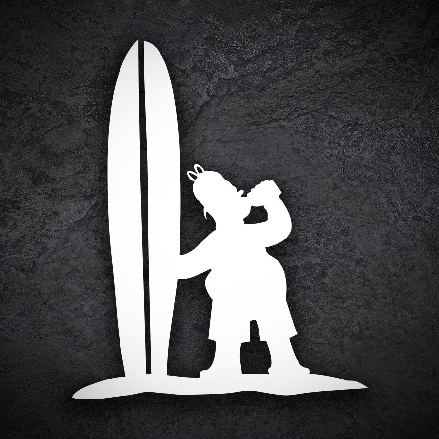 Aufkleber: Homer Simpson Surfer mit Bier