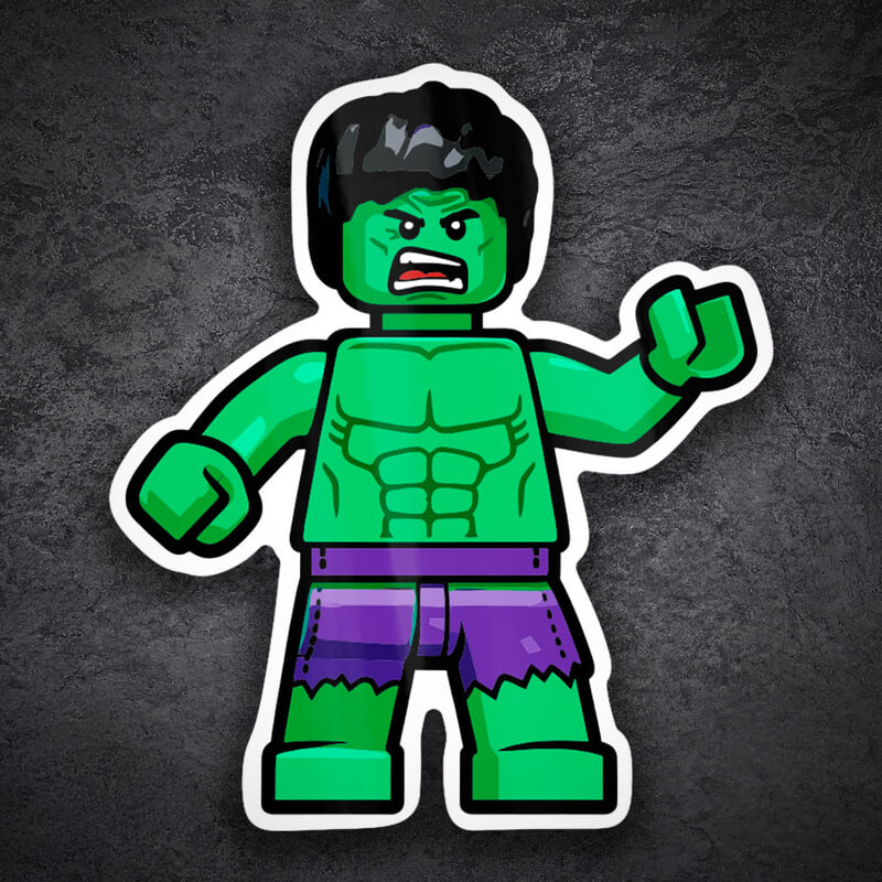 Aufkleber: Lego Marvel Grüner Hulk