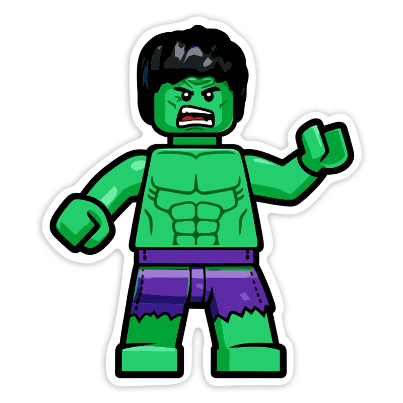 Aufkleber: Lego Marvel Grüner Hulk