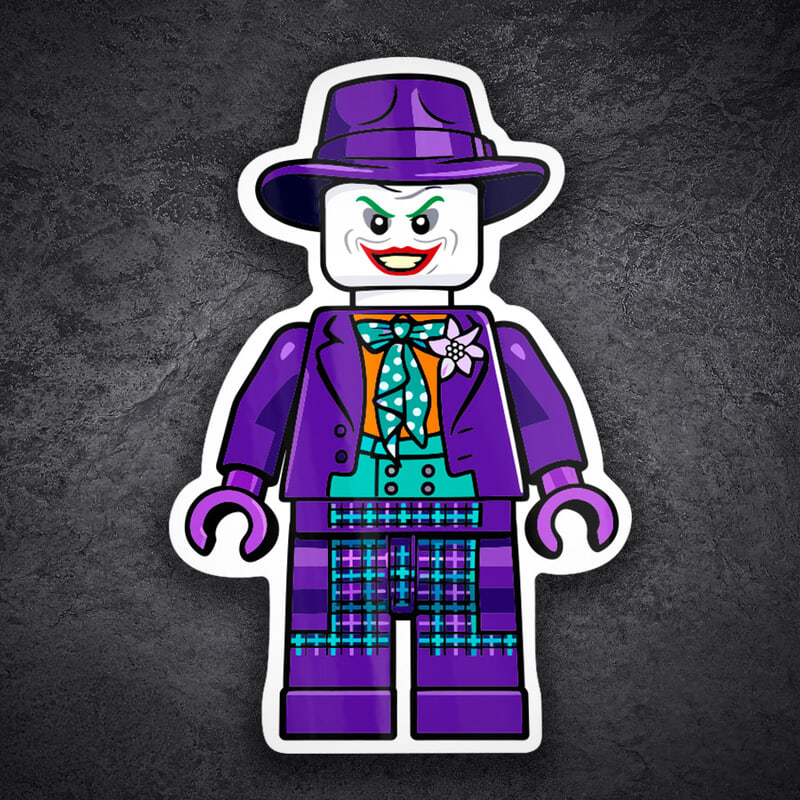 Aufkleber: Lego DC Klassischer Joker mit Hut