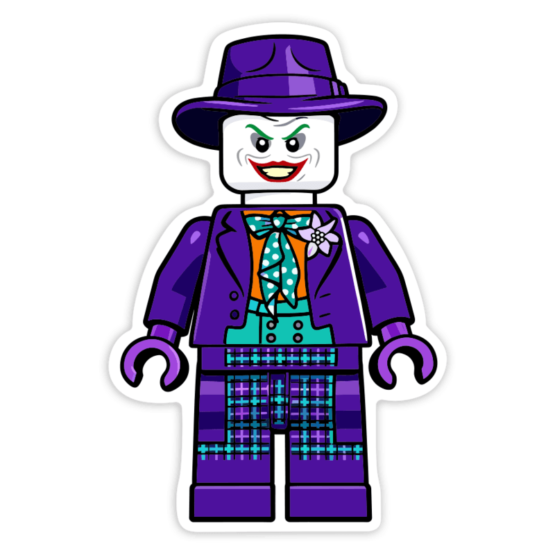 Aufkleber: Lego DC Klassischer Joker mit Hut