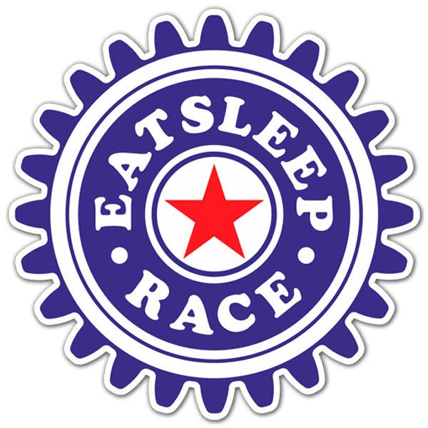 Aufkleber: Eat Sleep and Race mit roter Stern