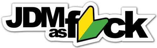 Aufkleber: JDM as Fuck mit Gr&uuml;ner und Gelber Pfeil