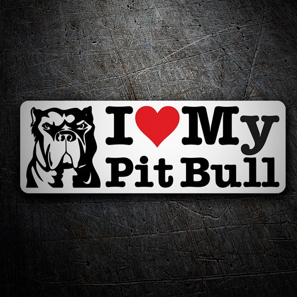 Aufkleber: Love My Pit Bull mit Pfotenillustration