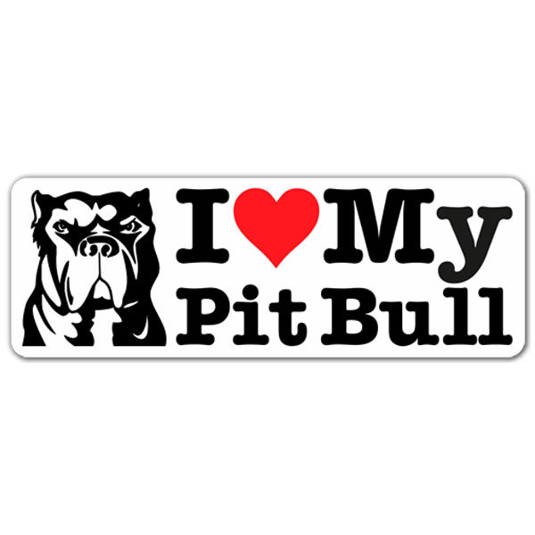 Aufkleber: Love My Pit Bull mit Pfotenillustration