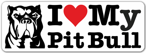 Aufkleber: Love My Pit Bull mit Pfotenillustration