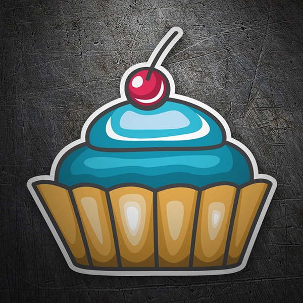 Aufkleber: Cupcake blau
