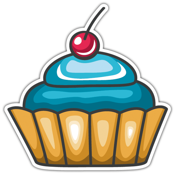 Aufkleber: Cupcake blau