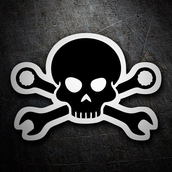 Aufkleber: Totenkopf mit gekreuzten Schraubenschl&uuml;sseln