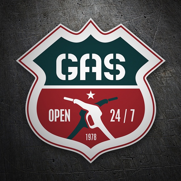 Aufkleber: Retro-Schild Gas Open 24/7