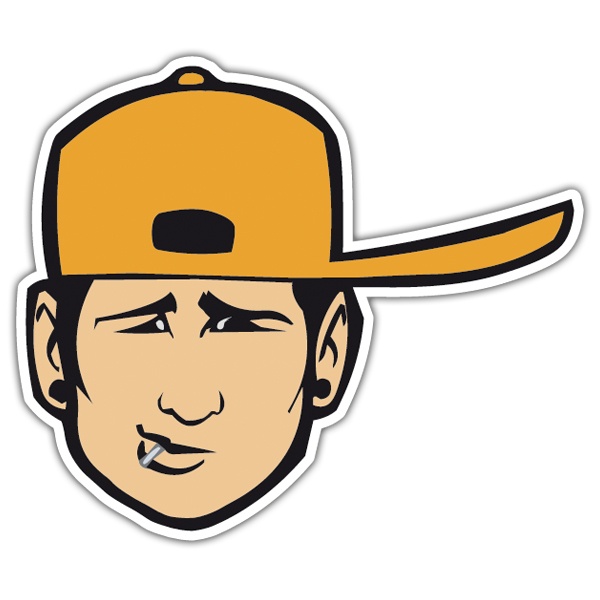 Aufkleber: Tom Delonge mit Gelber M&uuml;tze