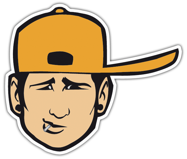 Aufkleber: Tom Delonge mit Gelber M&uuml;tze