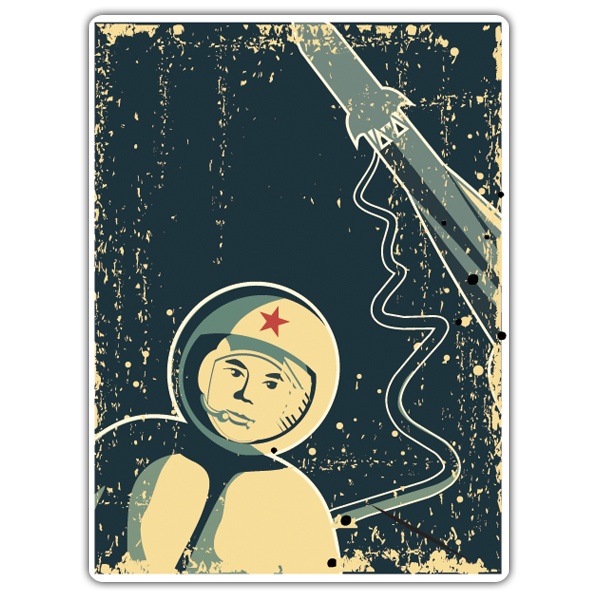 Aufkleber: Yuri Gagarin, Retro-Astronaut