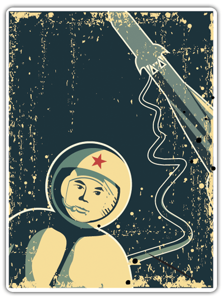 Aufkleber: Yuri Gagarin, Retro-Astronaut