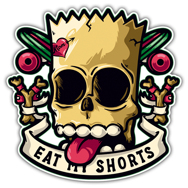 Aufkleber: Totenkopf Pirat mit Text Eat My Shorts