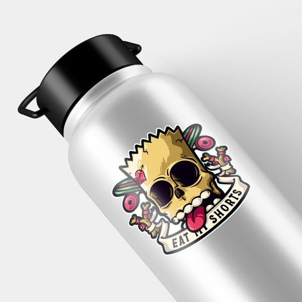Aufkleber: Totenkopf Pirat mit Text Eat My Shorts