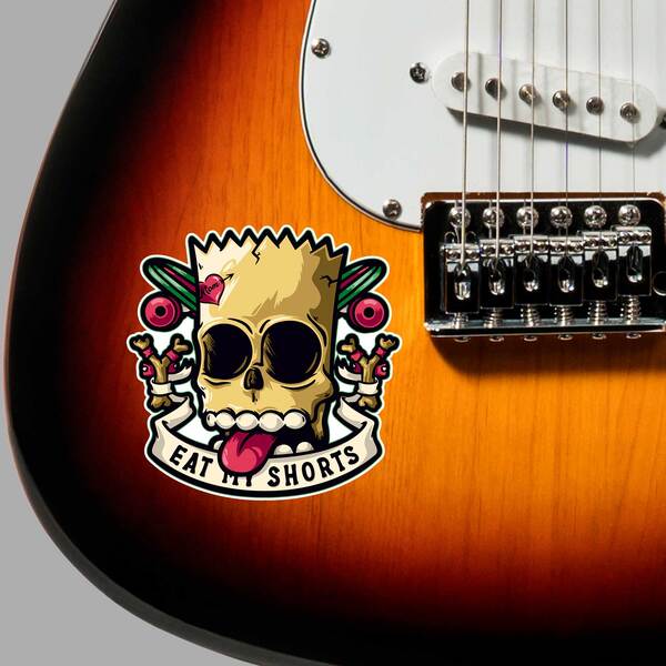 Aufkleber: Totenkopf Pirat mit Text Eat My Shorts